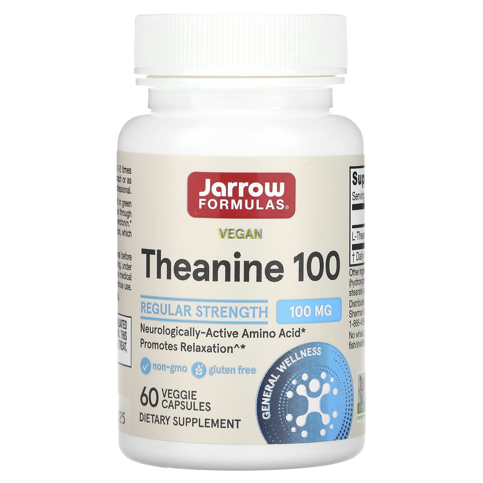 Jarrow Formulas, Theanine 100, 100 mg, 60 Veggie Caps UPC 790011150503 | HiLife Vitamins