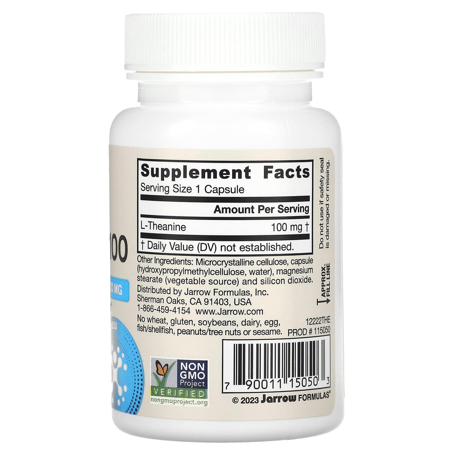 Jarrow Formulas, Theanine 100, 100 mg, 60 Veggie Caps UPC 790011150503 | HiLife Vitamins