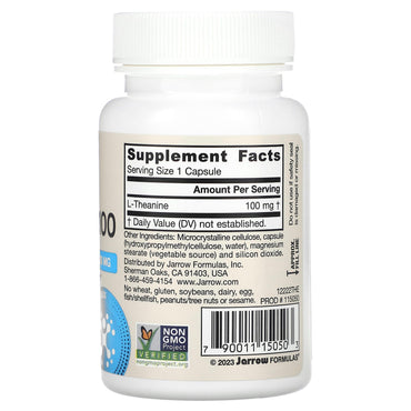 Jarrow Formulas, Theanine 100, 100 mg, 60 Veggie Caps UPC 790011150503 | HiLife Vitamins