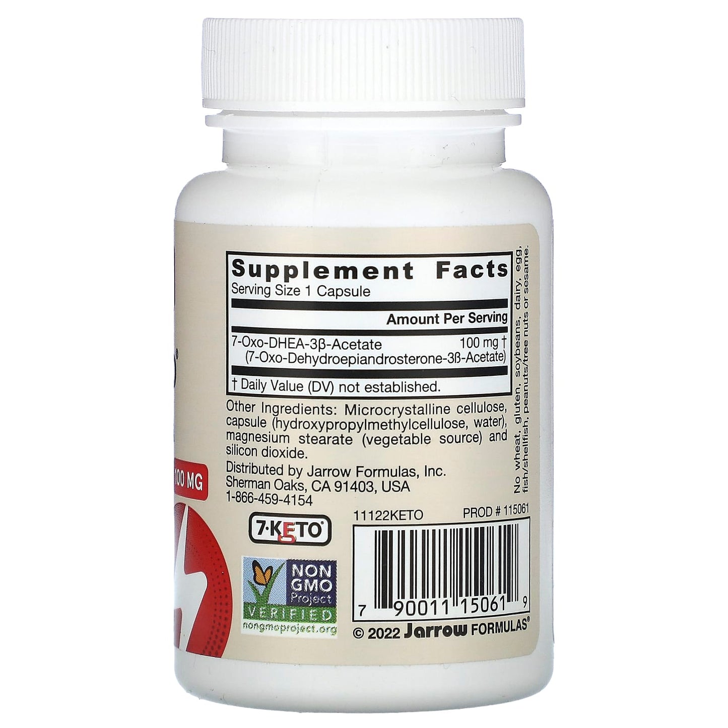 Jarrow Formulas, 7-Keto DHEA, 100 mg, 30 Capsules UPC 790011150619 | HiLife Vitamins