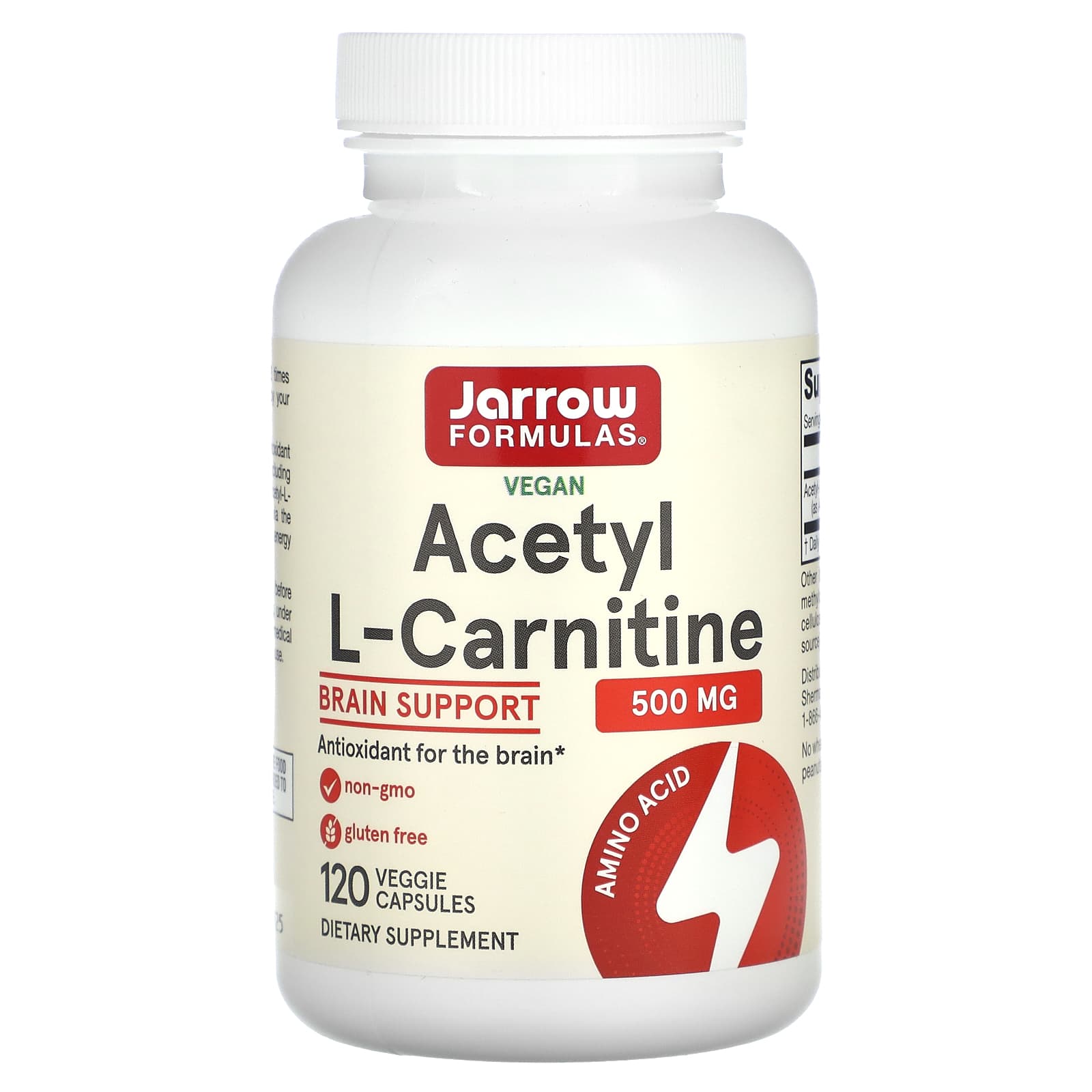 Jarrow Formulas, Acetyl L-Carnitine, 500 mg, 120 Veggie Caps UPC 790011150626 | HiLife Vitamins