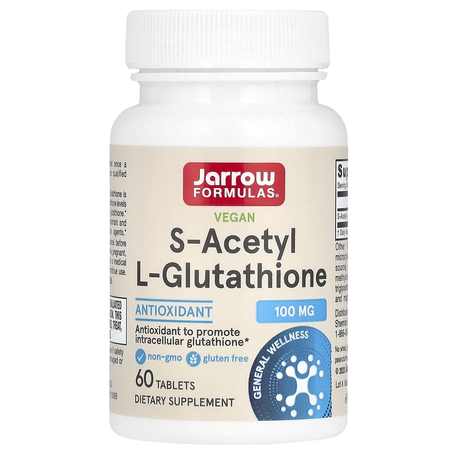 Jarrow Formulas, S-Acetyl L-Glutathione, 100 mg, 60 Tablets UPC 790011150695 | HiLife Vitamins