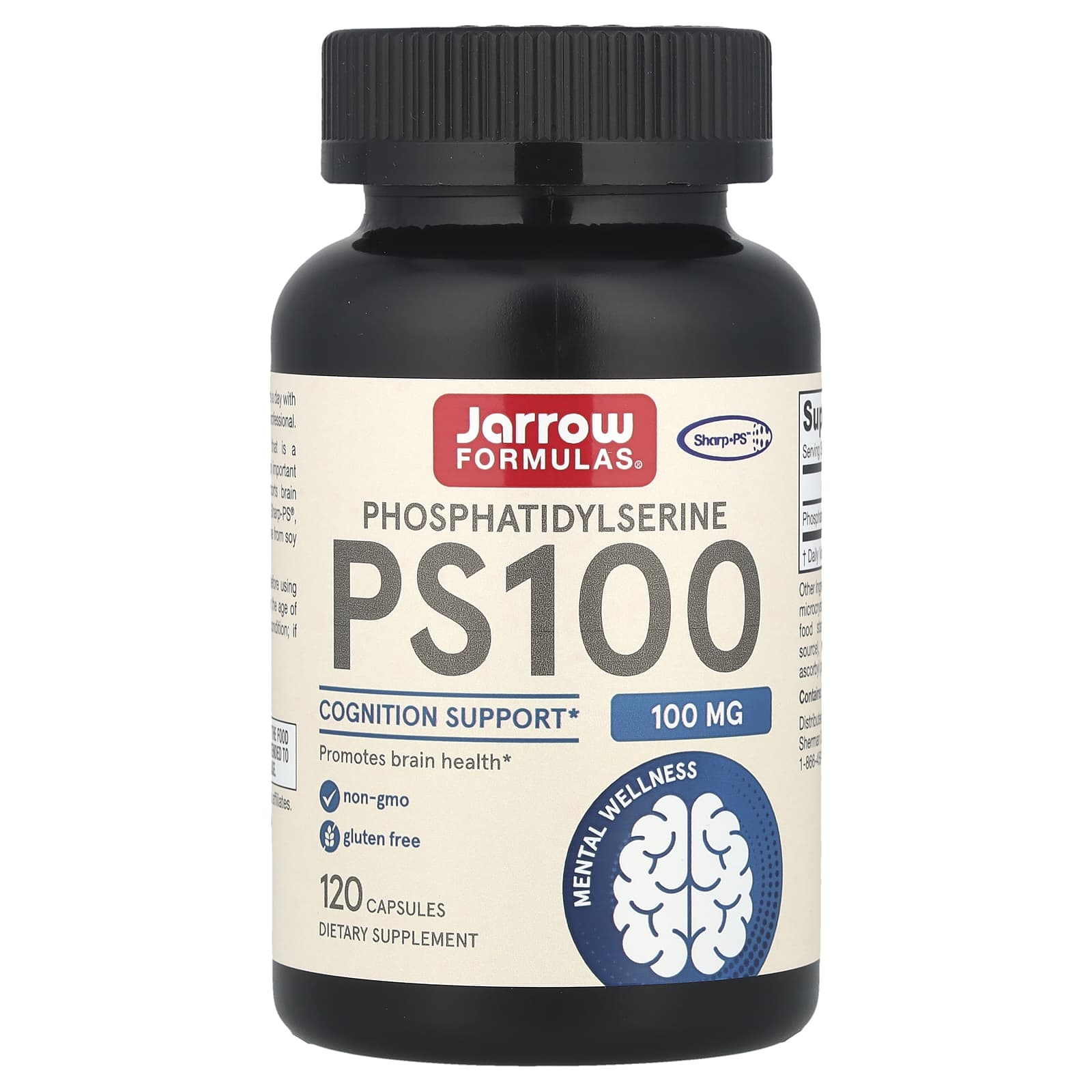 Jarrow Formulas, PS 100, Phosphatidylserine, 100 mg, 120 Capsules UPC 790011160205 | HiLife Vitamins