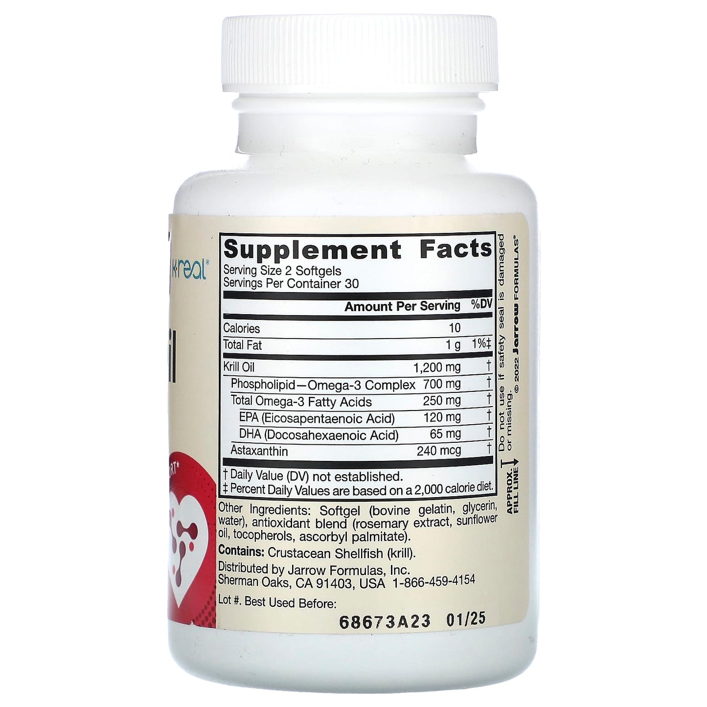 Jarrow Formulas, Krill Oil, 60 Softgels UPC 790011160274 | HiLife Vitamins