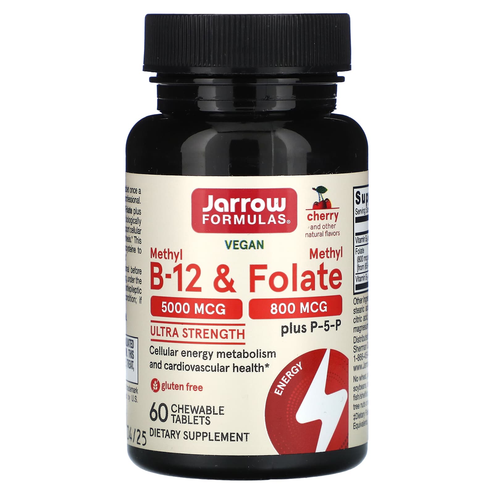 Jarrow Formulas, Methyl B-12 & Methyl Folate, Cherry Flavored, 60 Lozenges UPC 790011180197 | HiLife Vitamins