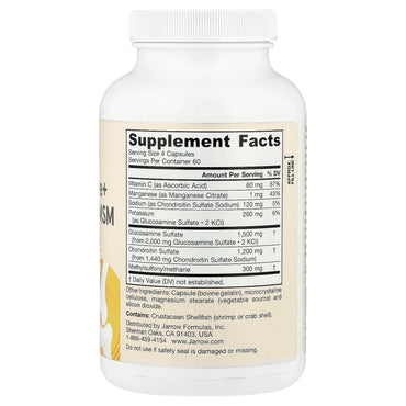 Jarrow Formulas, Glucosamine + Chondroitin + MSM, 240 Capsules UPC 790011190226 | HiLife Vitamins
