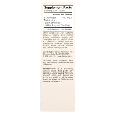 Jarrow Formulas, SAMe (Disulfate Tosylate), 400 mg, 30 Tablets UPC 790011200208 | HiLife Vitamins