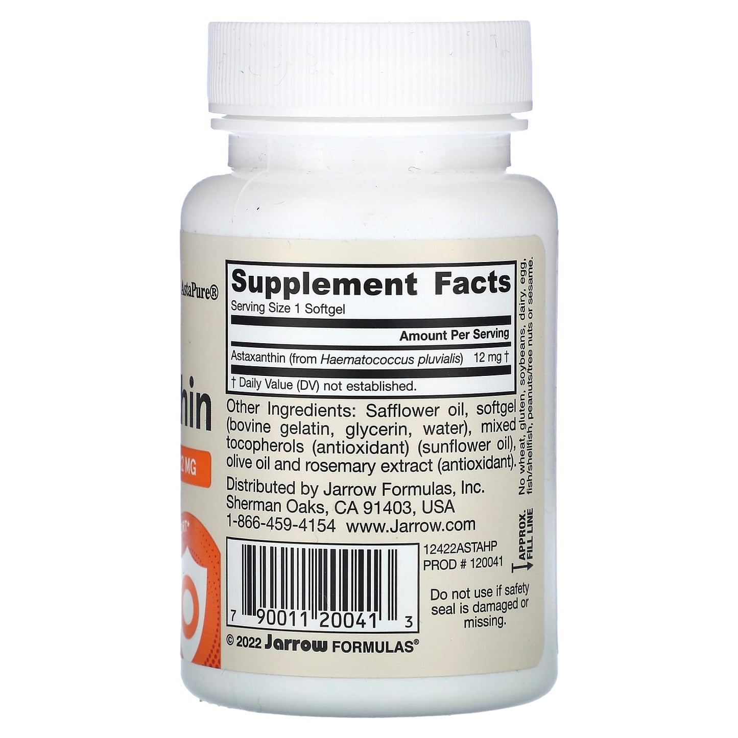 Jarrow Formulas, Astaxanthin, 12 mg, 30 Softgels UPC 790011200413 | HiLife Vitamins