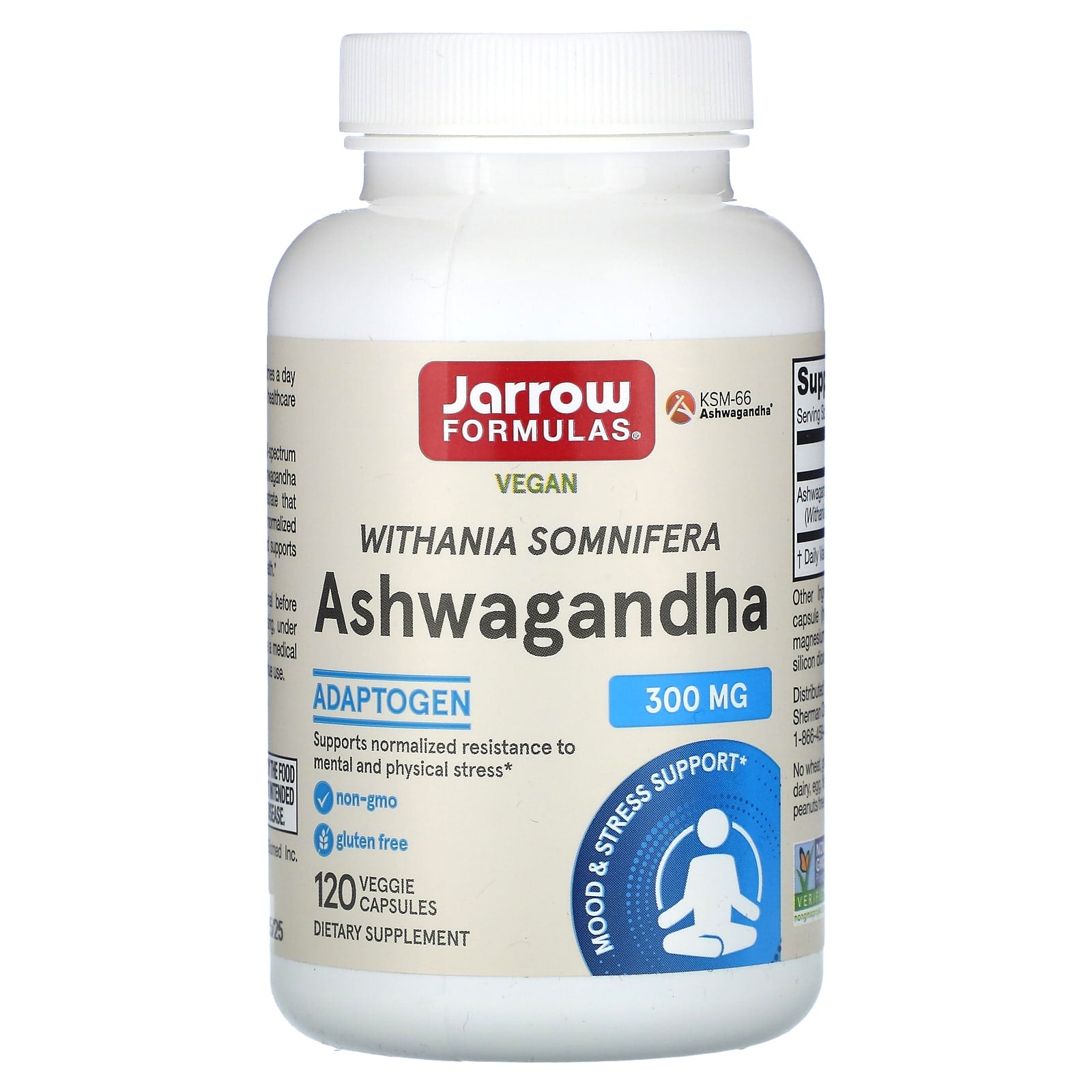 Jarrow Formulas, Ashwagandha, 120 Veggie Caps UPC 790011220145 | HiLife Vitamins