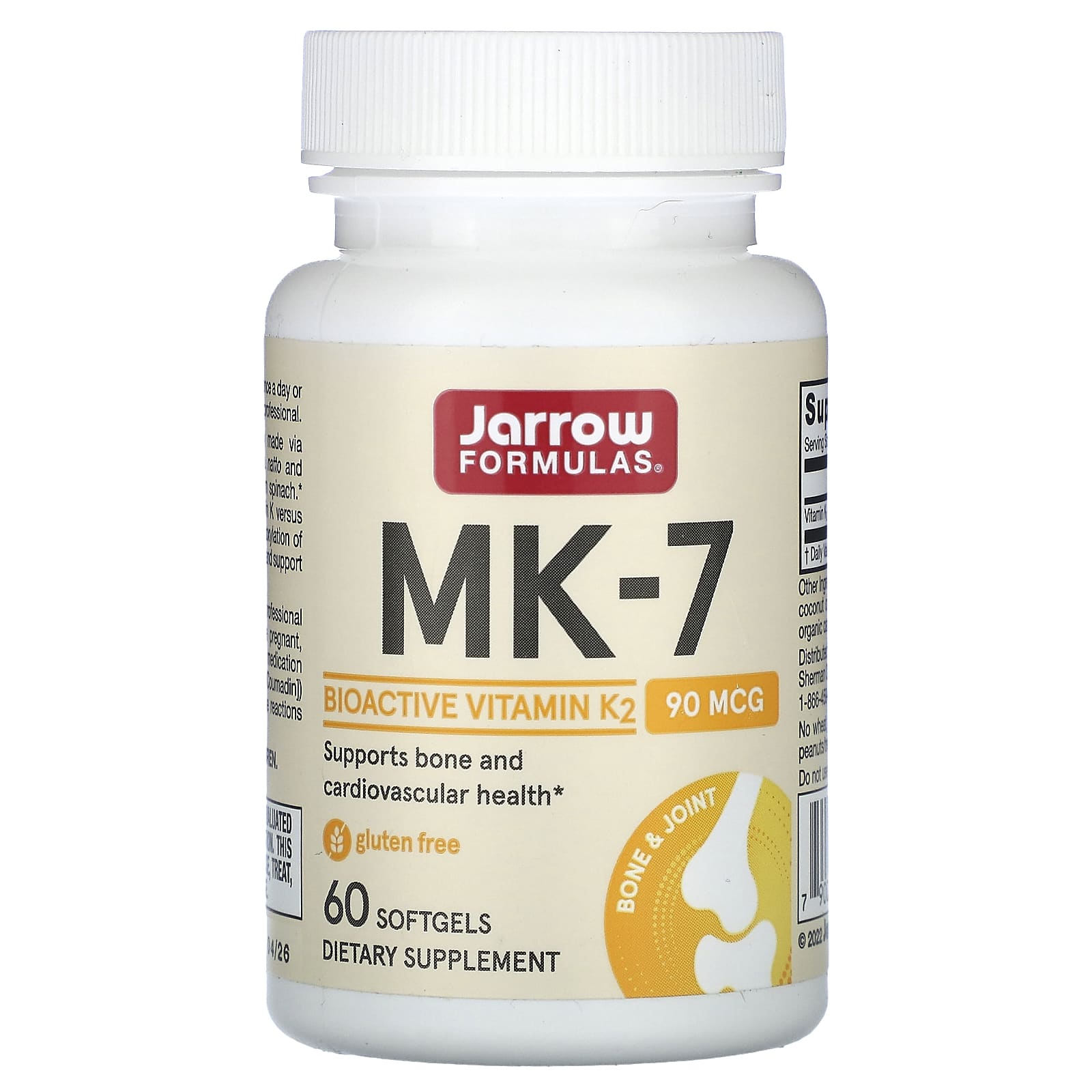 Jarrow Formulas, MK-7, 90 mcg, 60 Softgels UPC 790011300014 | HiLife Vitamins