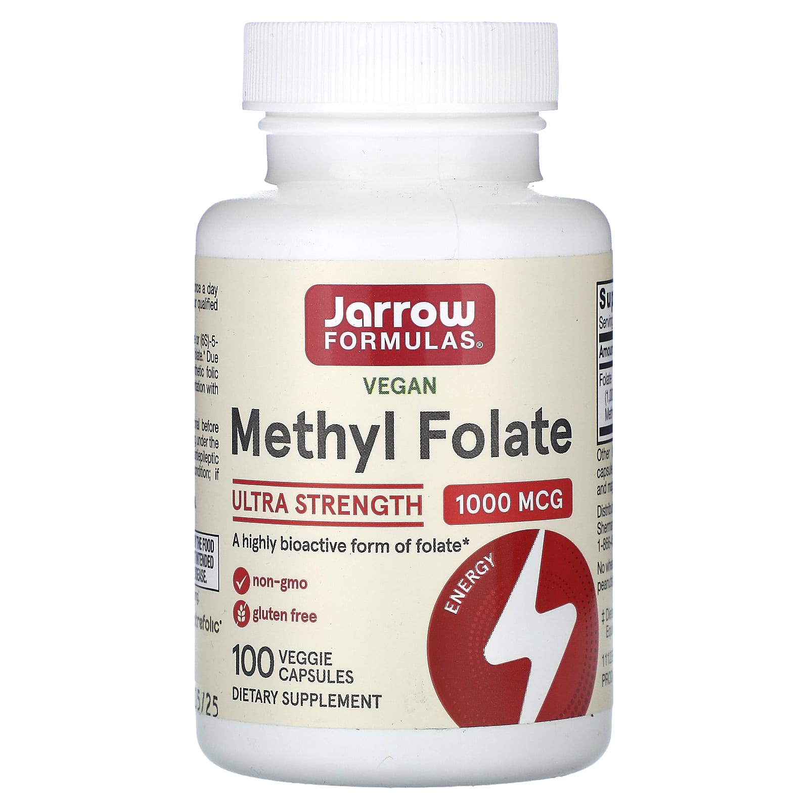 Jarrow Formulas, Methyl Folate, 1,000 mcg, 100 Capsules UPC 790011300083 | HiLife Vitamins