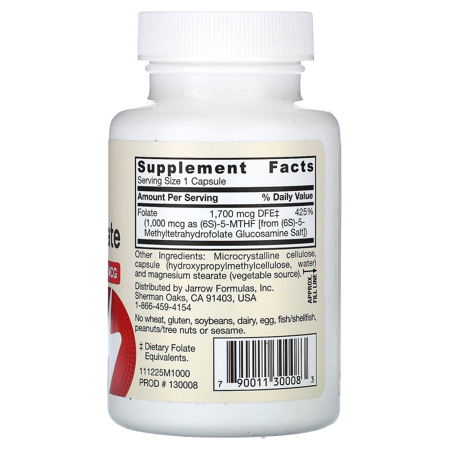Jarrow Formulas, Methyl Folate, 1,000 mcg, 100 Capsules UPC 790011300083 | HiLife Vitamins