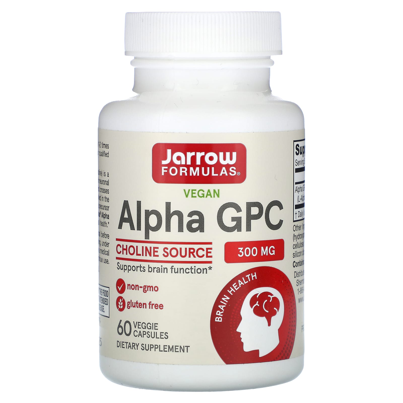 Jarrow Formulas, Alpha GPC, 300 mg, 60 Veggie Caps UPC 790011560029 | HiLife Vitamins