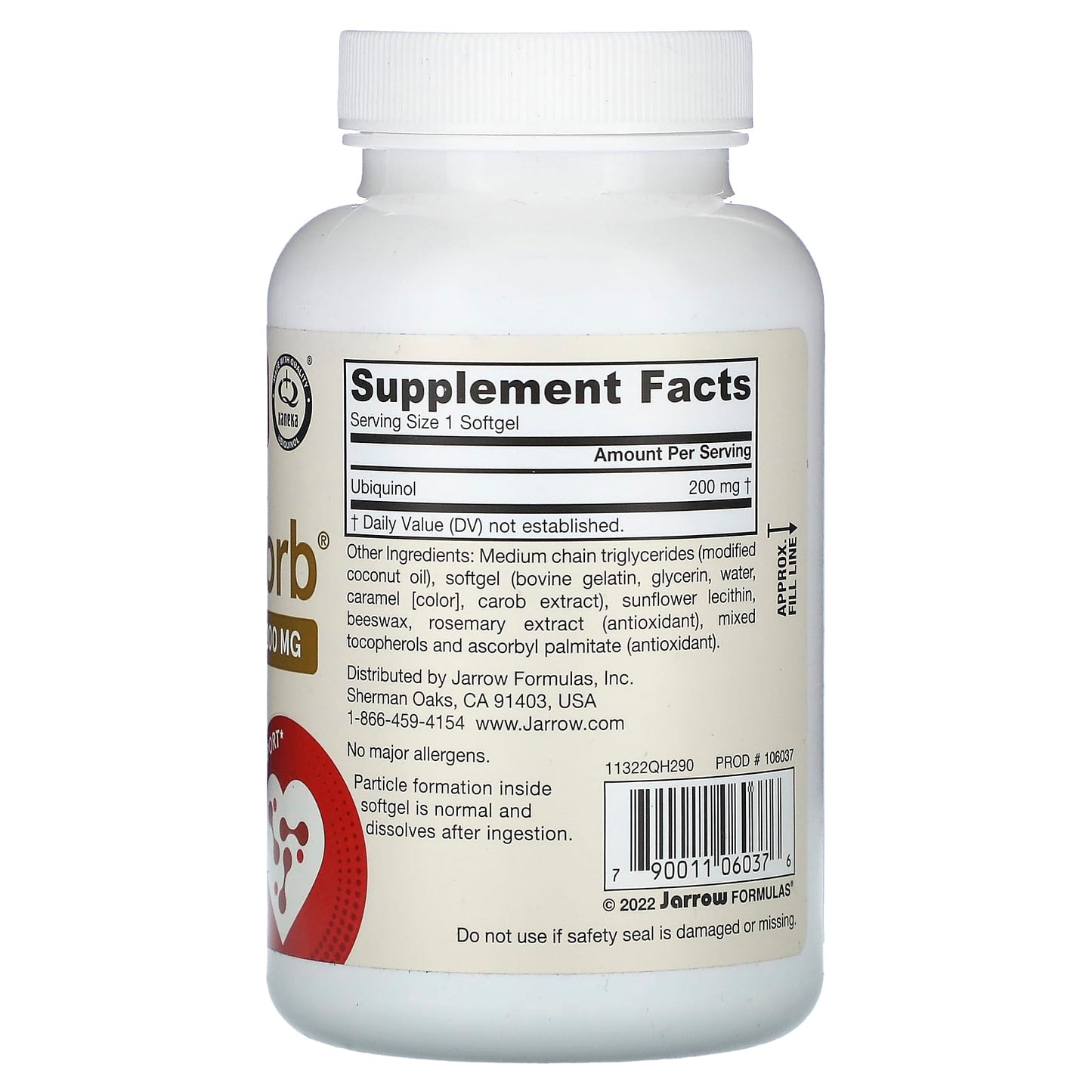 Jarrow, QH-Absorb 90 mg, 90 Softgels UPC 790011060376 | HiLife Vitamins