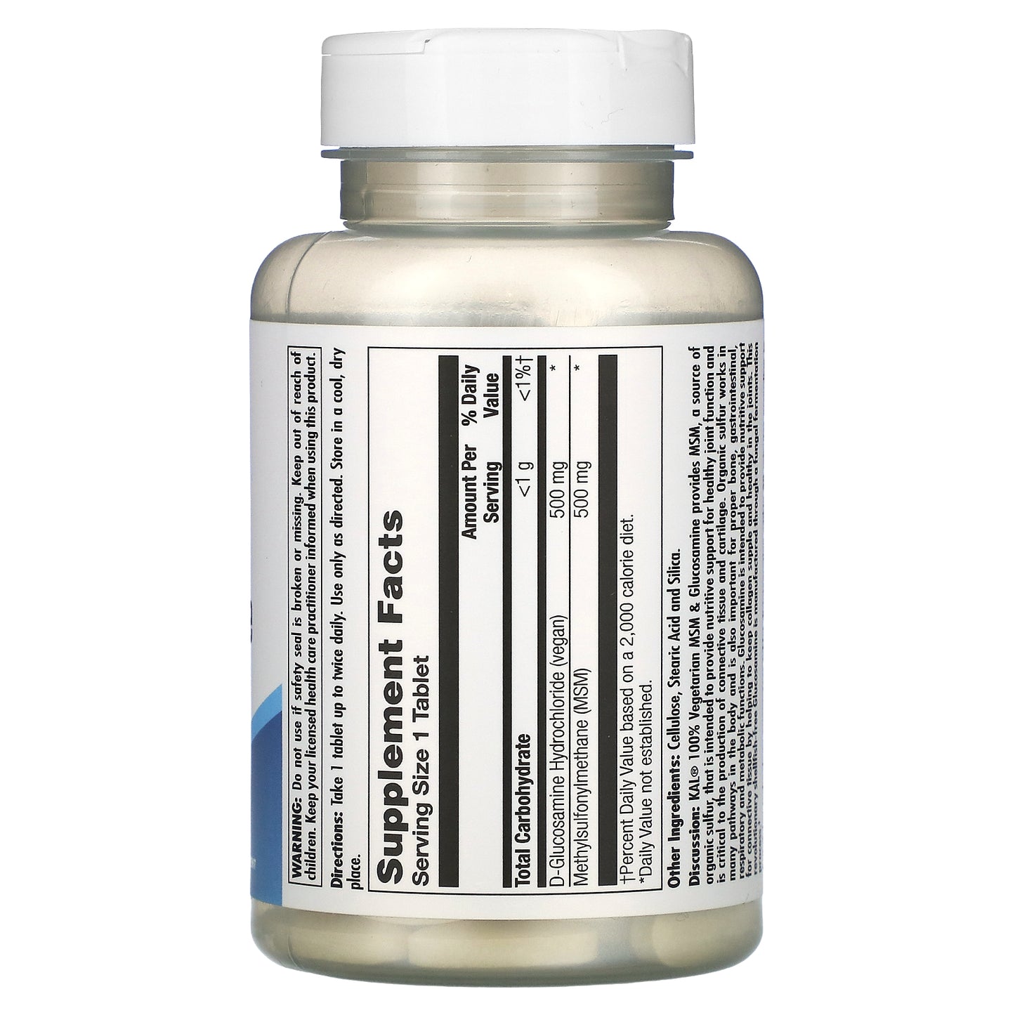 Kal, 100% Vegetarian MSM & Glucosamine, 60 Tablets UPC 021245129592 | HiLife Vitamins