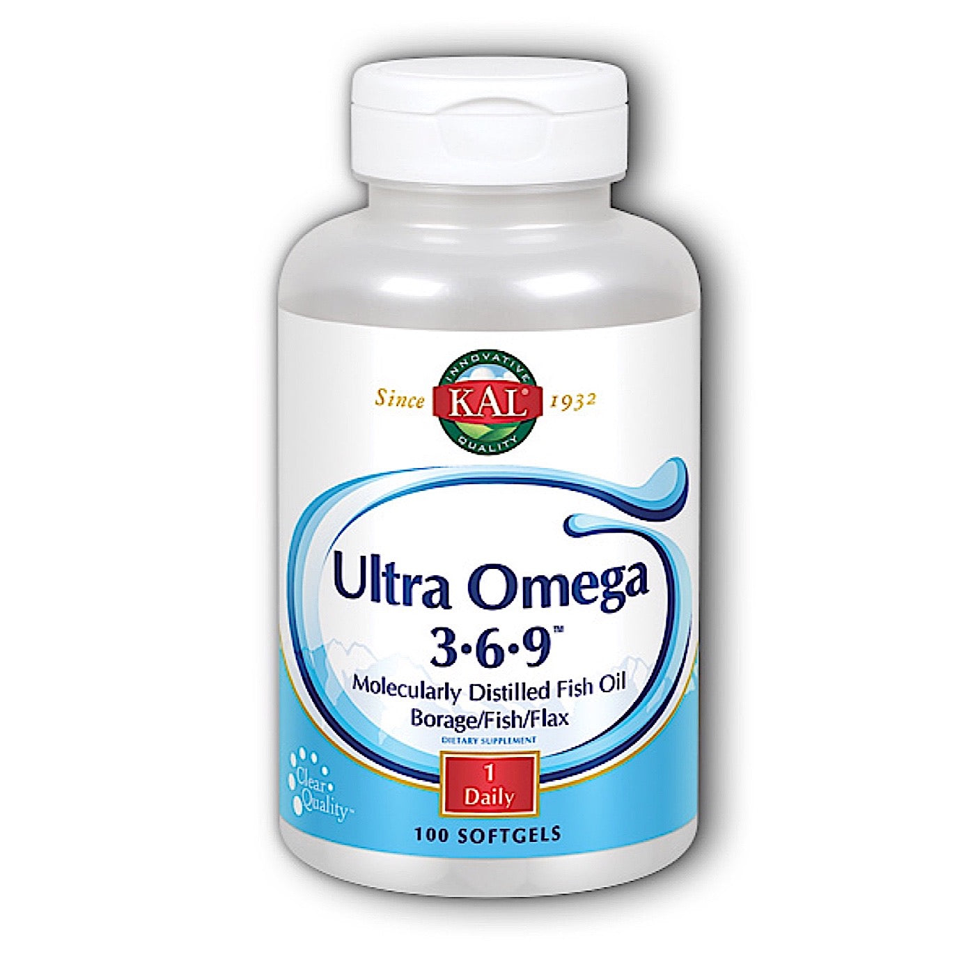 Kal, Omega 3-6-9 Ultra 1200mg, 100 Softgels UPC 021245176008 | HiLife Vitamins