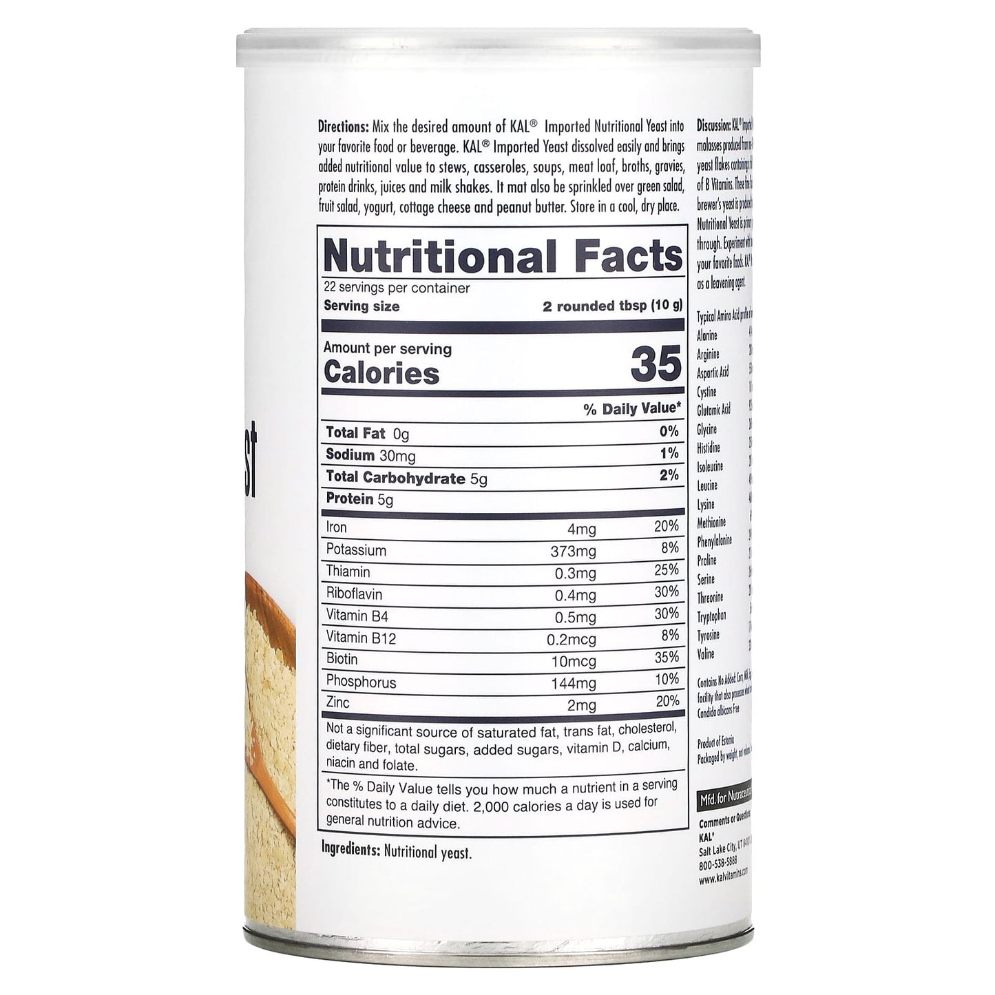 Kal, Yeast Imported Fine Flakes, 7.8 Oz UPC 021245382843 | HiLife Vitamins