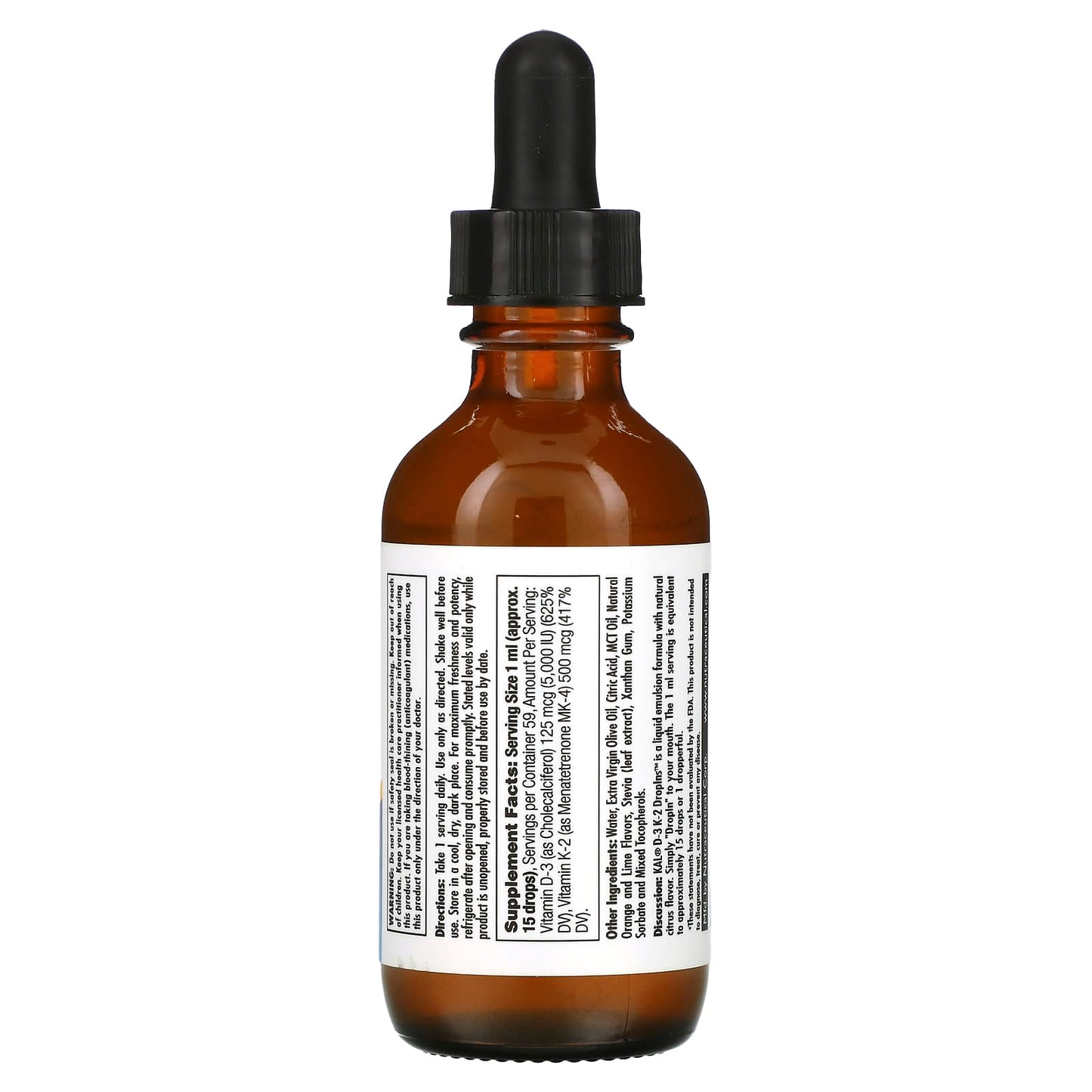 Kal, D-3 K-2 DropIns Emulsion, 2 Oz Drops UPC 021245413691 | HiLife Vitamins