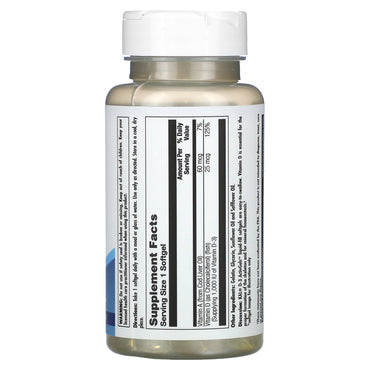 Kal, D-3 , 25 mcg (1,000 IU), 200 Softgels UPC 021245428589 | HiLife Vitamins