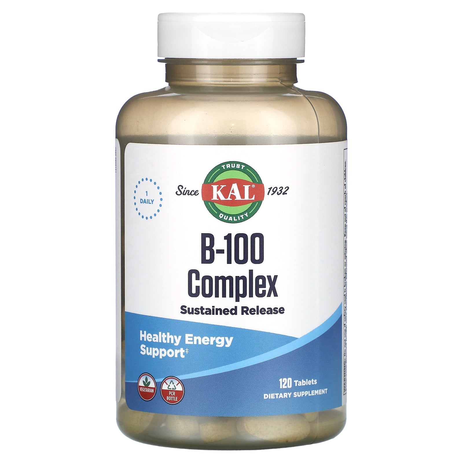 Kal, B-100 Complex Sustained Release, 100 mg, 120 Tablets UPC 021245523123 | HiLife Vitamins