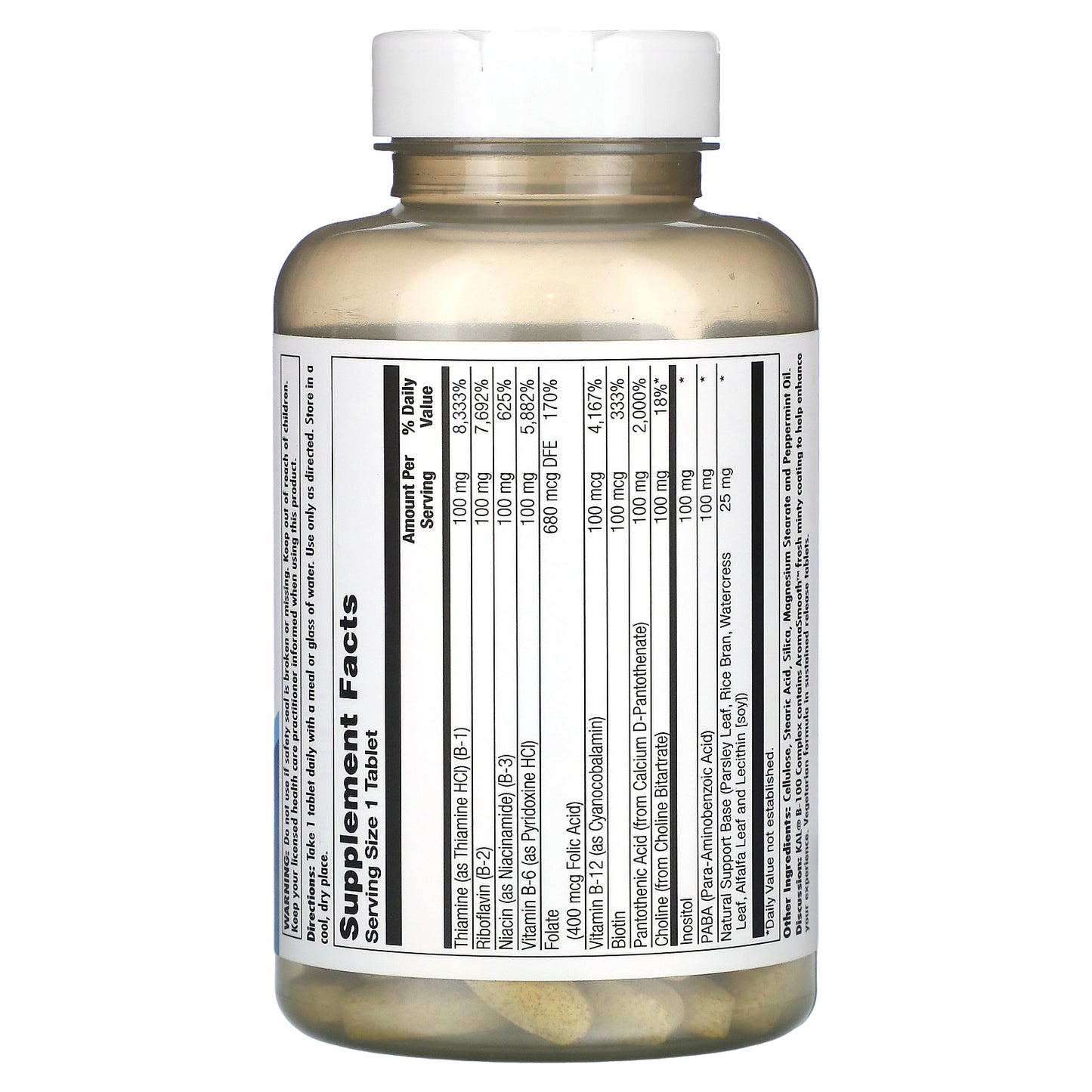 Kal, B-100 Complex Sustained Release, 100 mg, 120 Tablets UPC 021245523123 | HiLife Vitamins