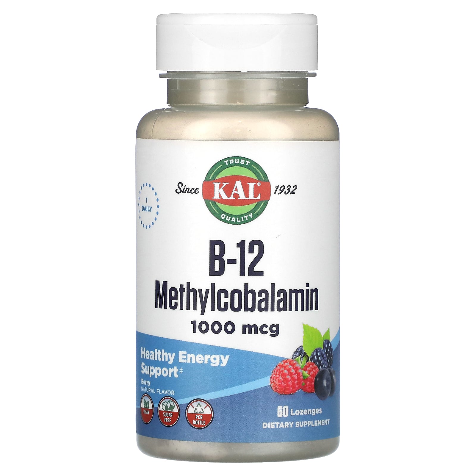 Kal, B-12 Methylcobalamin, Berry, 1,000 mcg, 60 Lozenges UPC 021245535751 | HiLife Vitamins