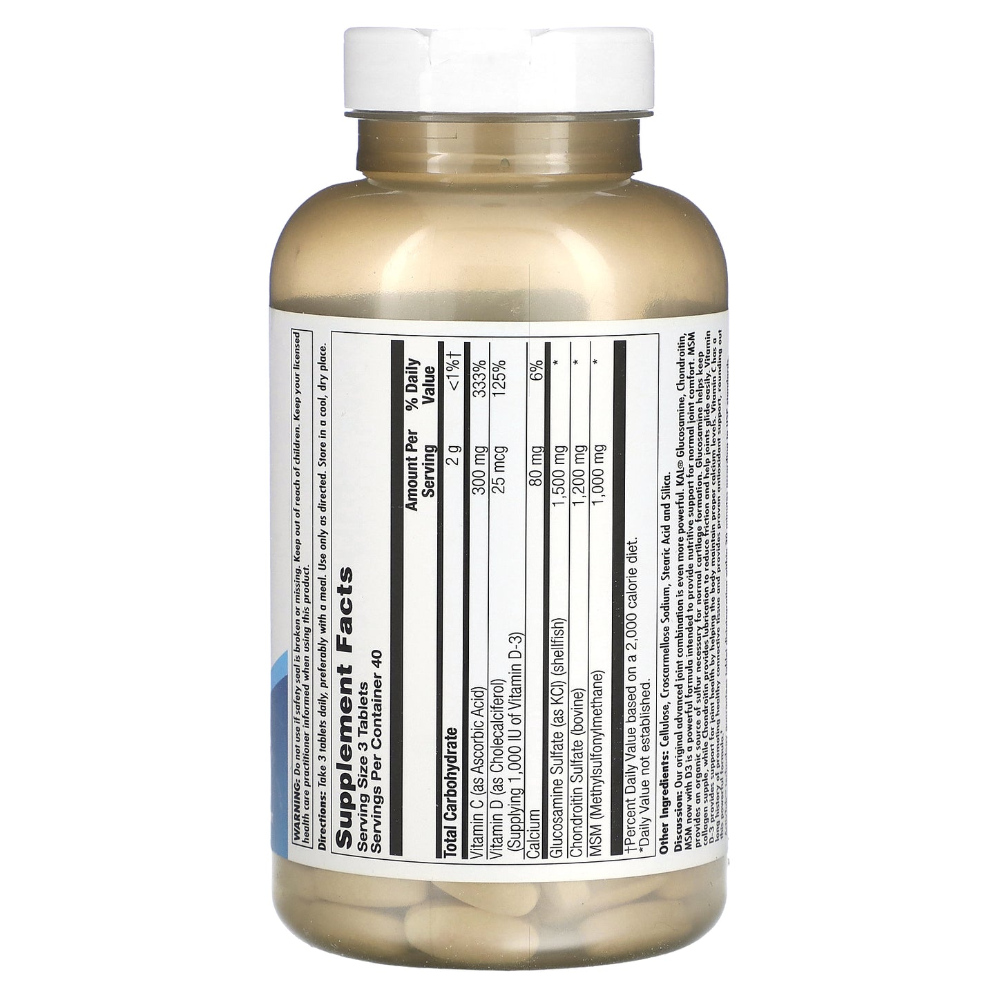 Kal, Glocosamine Chondroitin MSM D-3, 120 Tablets UPC 021245606208 | HiLife Vitamins