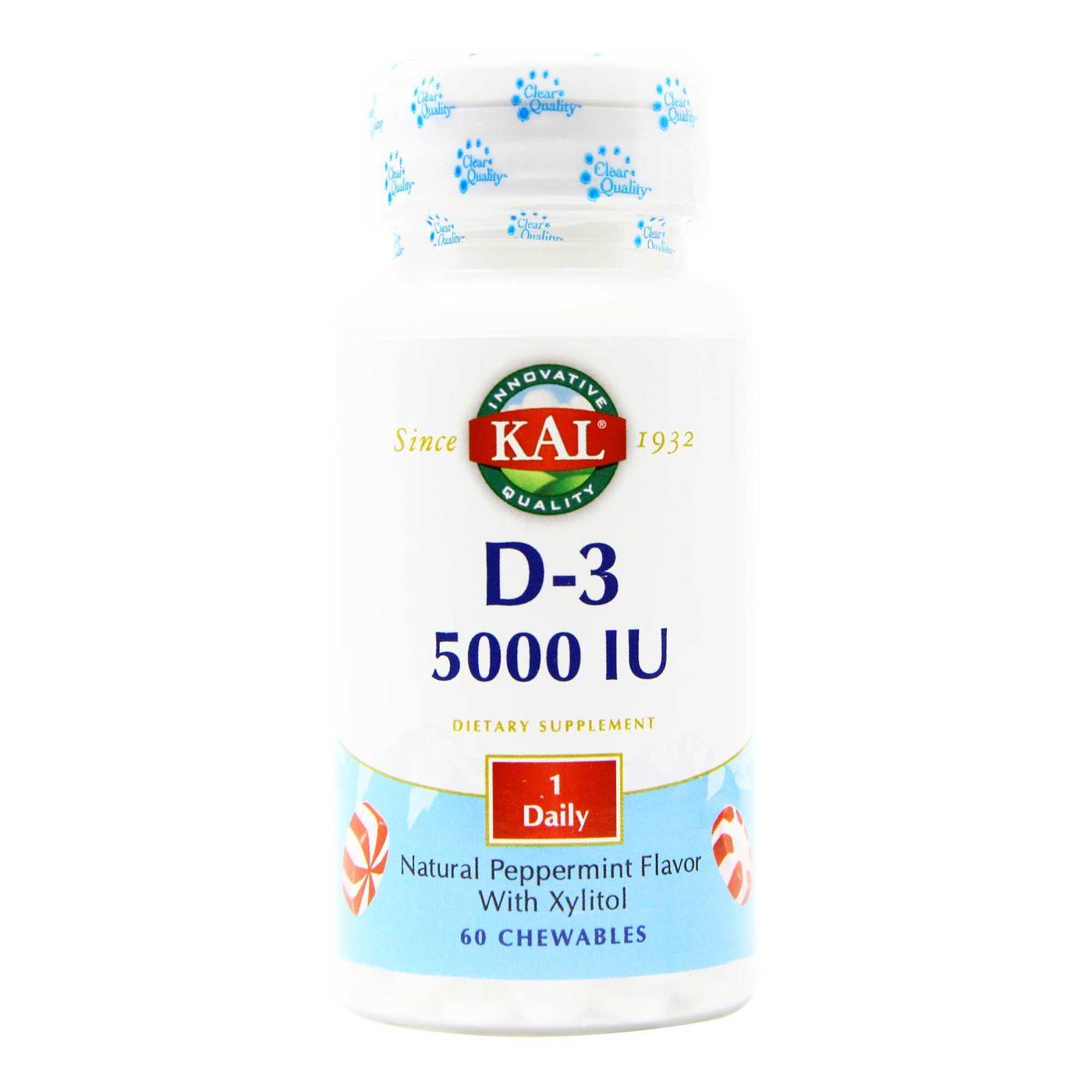 Kal, D-3 Ultra Peppermint 5000 IU, 60 Chewables UPC 021245644859 | HiLife Vitamins
