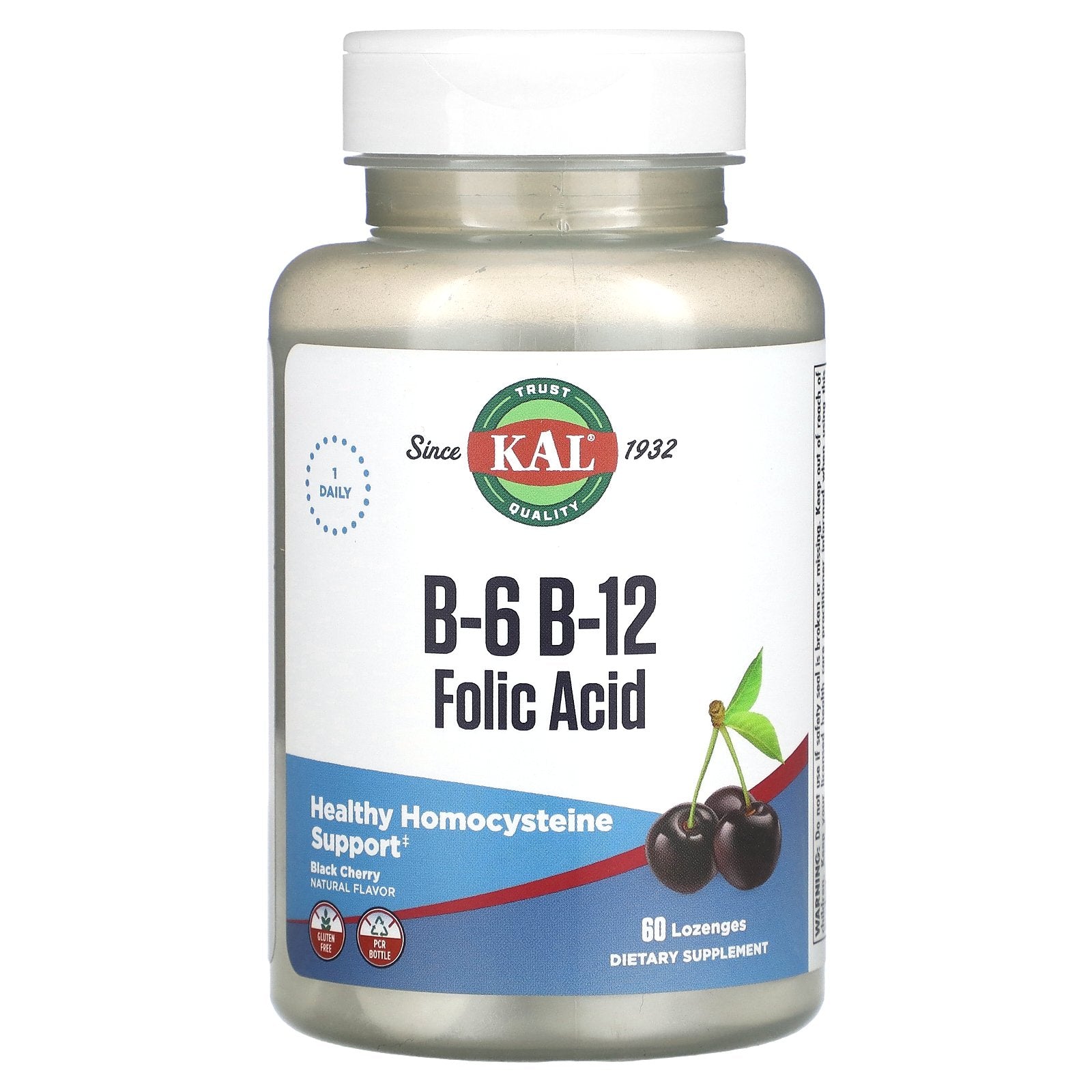 Kal, B-6 B-12 Folic Acid, Black Cherry, 60 Lozenges UPC 021245685555 | HiLife Vitamins