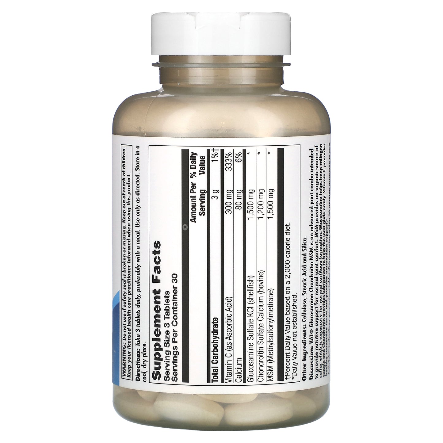 Kal, Glucosamine Chondroitin MSM, 90 Tablets UPC 021245726616 | HiLife Vitamins