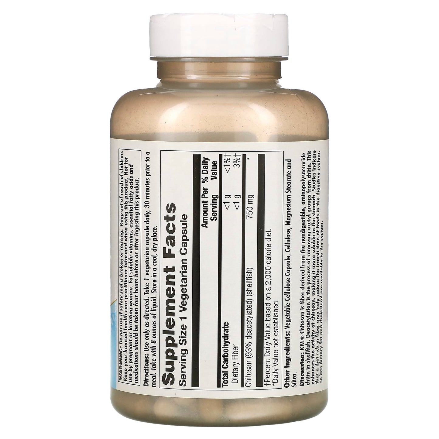 Kal, Chitosan 750 mg, 120 Capsules UPC 021245804123 | HiLife Vitamins