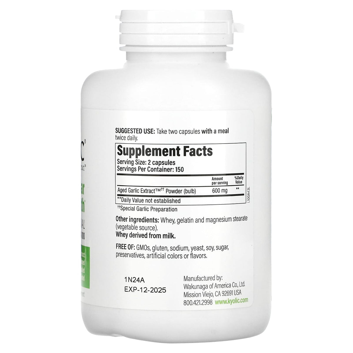 Kyolic, Aged Garlic Extract, Cardiovascular, Formula 100, 300 Capsules UPC 023542100434 | Hilife Vitamins