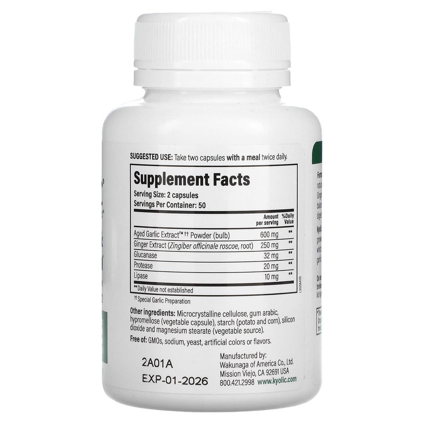 Kyolic, Aged Garlic Extract, Cleanse & Digestion Formula 102, 100 Veggie Capsules UPC 023542102414 | Hilife Vitamins