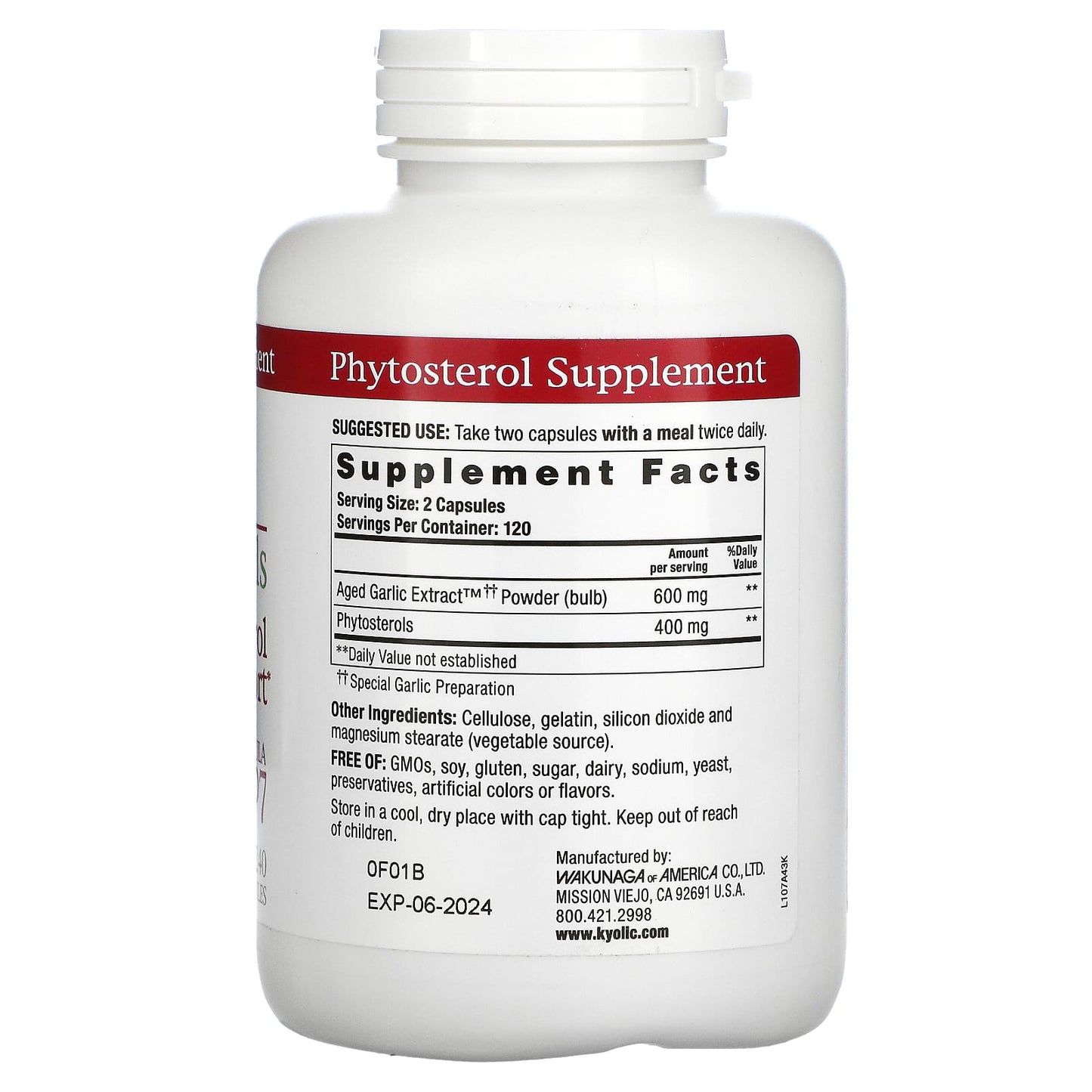 Kyolic, Phytosterols Formula 107, 240 Capsules UPC 023542107433 | HiLife Vitamins