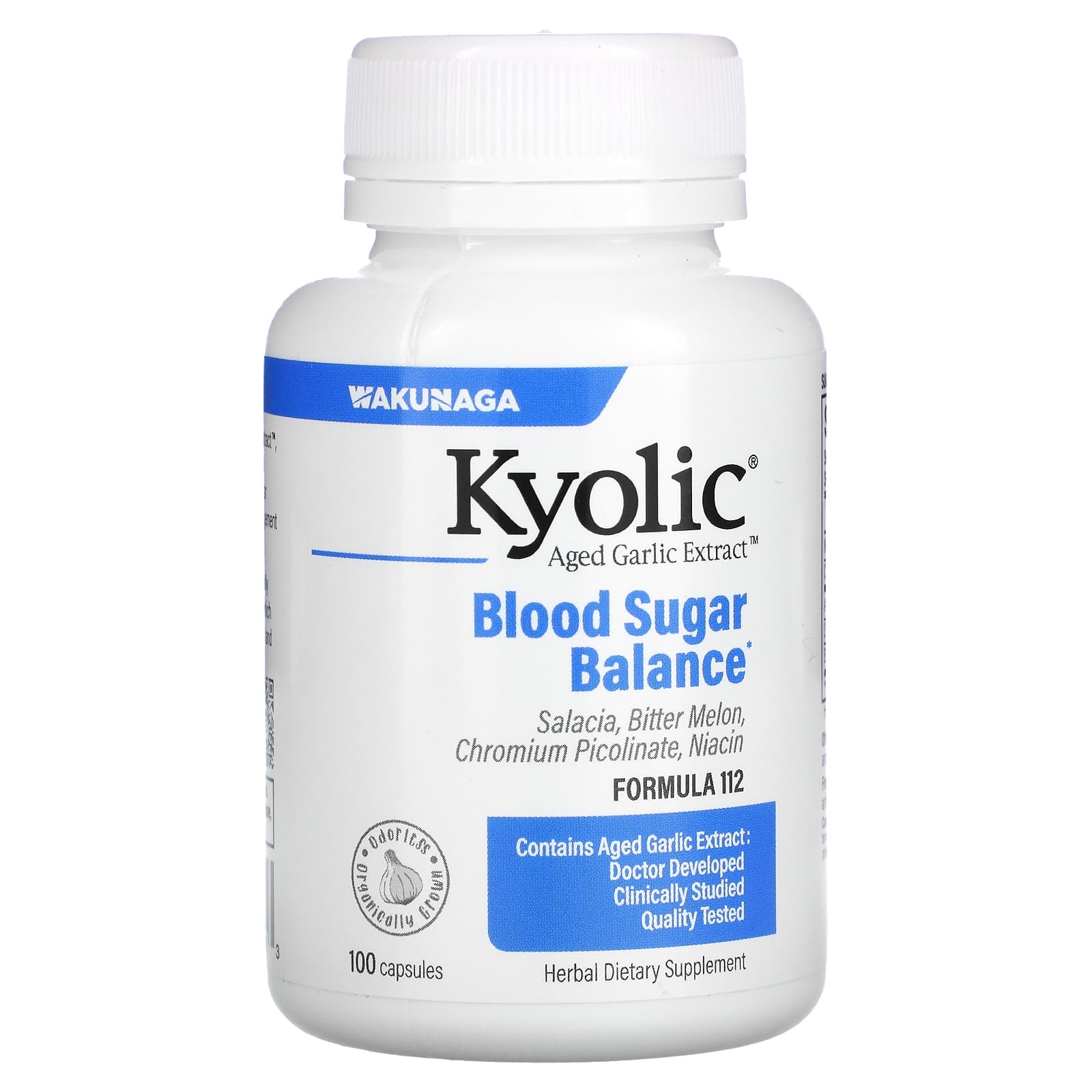 Kyolic, Aged Garlic Extract, Blood Sugar Balance, 100 Capsules UPC 023542112413 | Hilife Vitamins