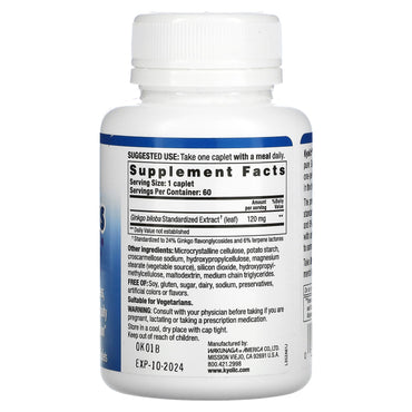 Kyolic, Brain Focus - Ginko Biloba Extract 120 mg, 60 Vegetarian Capsules UPC 023542352611 | Hilife Vitamins