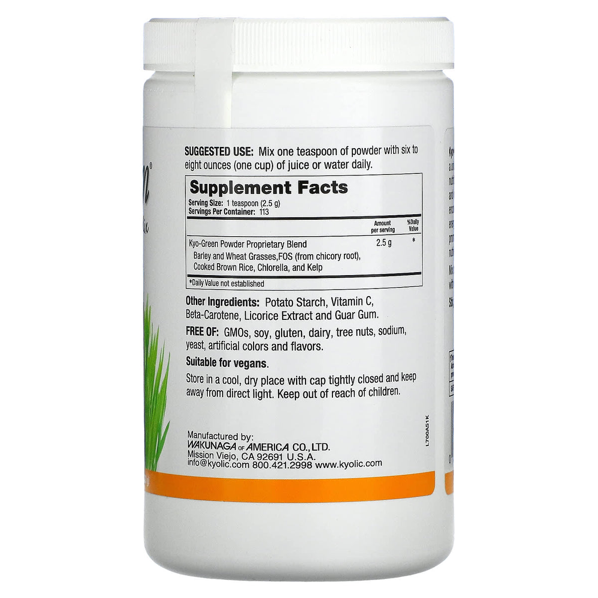 Kyolic, Kyo-Green No Maltodextrin, 10 Oz UPC 023542700511 | Hilife Vitamins