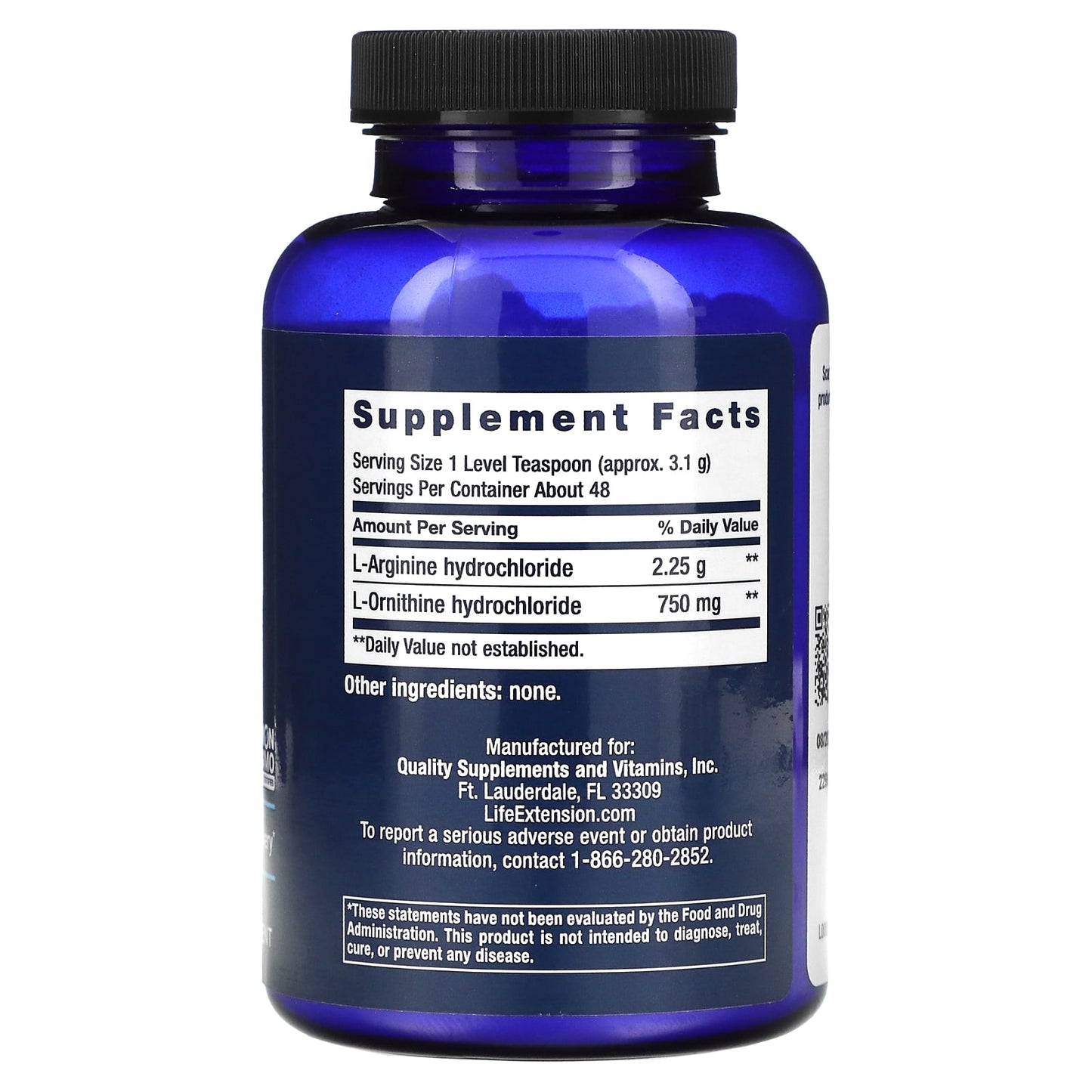 Life Extension, Arginine Ornithine Powder, 5.29 Oz UPC 737870038153 | HiLife Vitamins