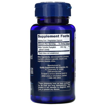 Life Extension, Water-Soluble Pumpkin Seed Ex, 60 Capsules UPC 737870120964 | HiLife Vitamins