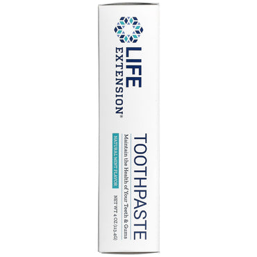 Life Extension, Toothpaste, Natural Mint Flav, 4 Oz UPC 737870127840 | HiLife Vitamins