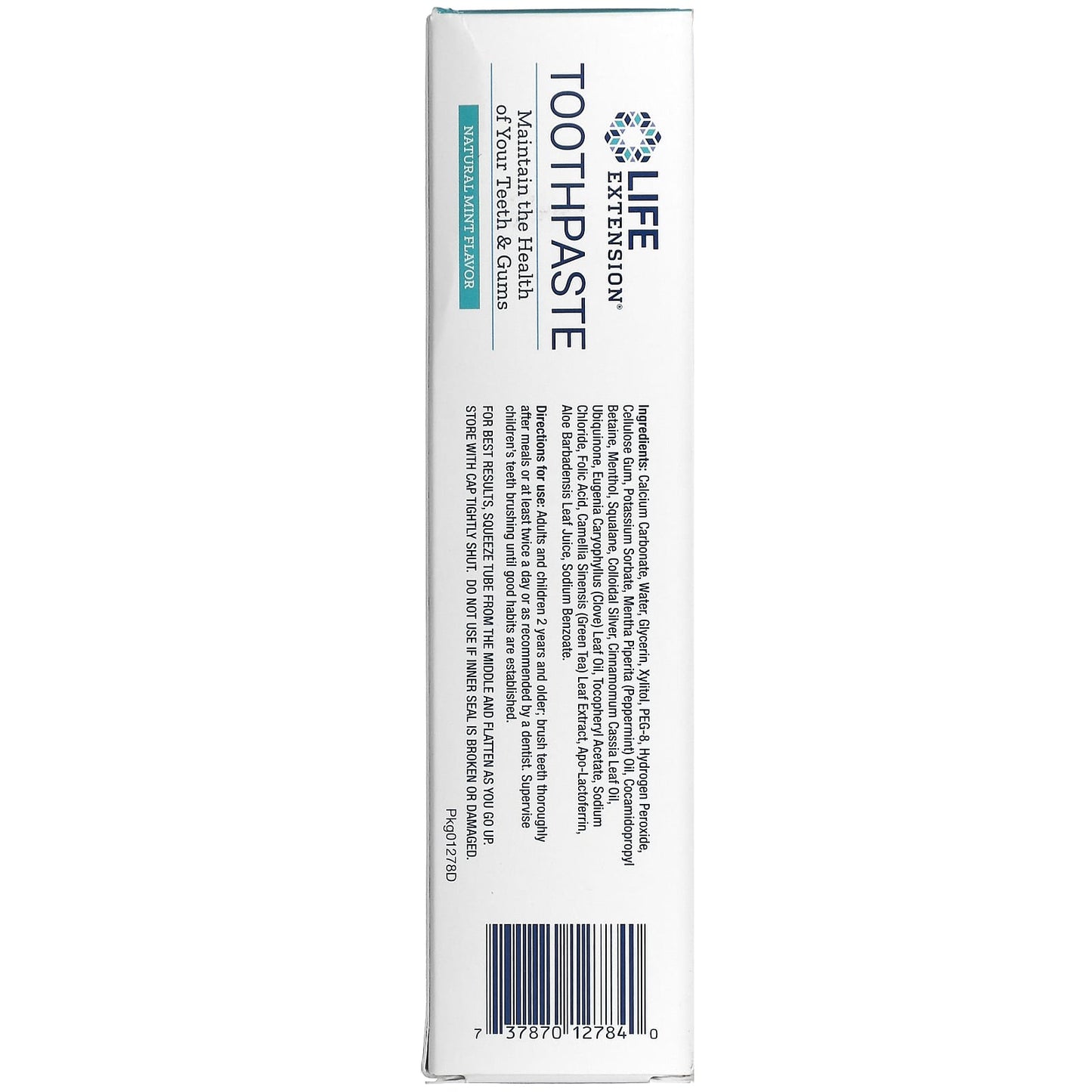 Life Extension, Toothpaste, Natural Mint Flav, 4 Oz UPC 737870127840 | HiLife Vitamins