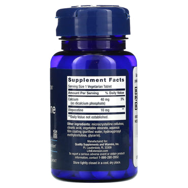 Life Extension, Vinpocetine, 10 mg, 100 Tablets UPC 737870132714 | HiLife Vitamins
