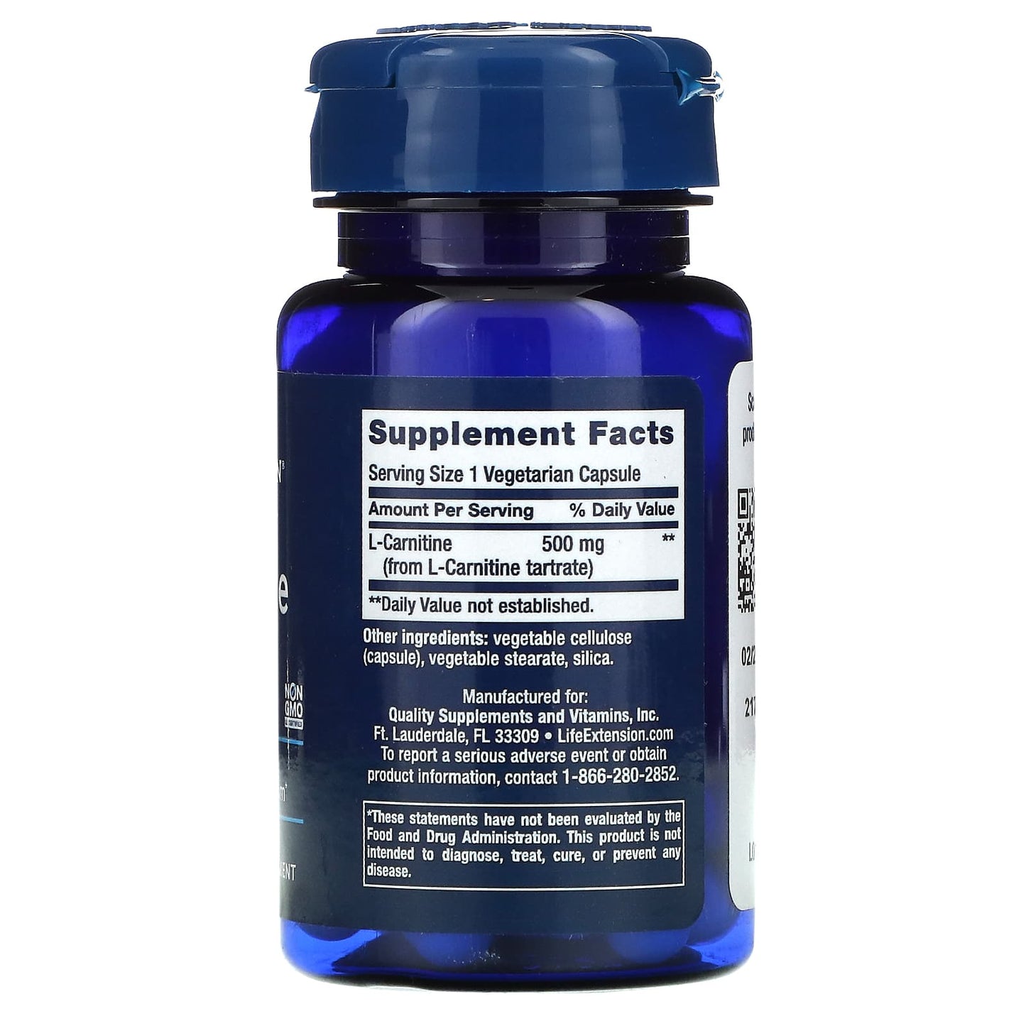 Life Extension, L-Carnitine, 500 mg, 30 Capsules UPC 737870153238 | HiLife Vitamins
