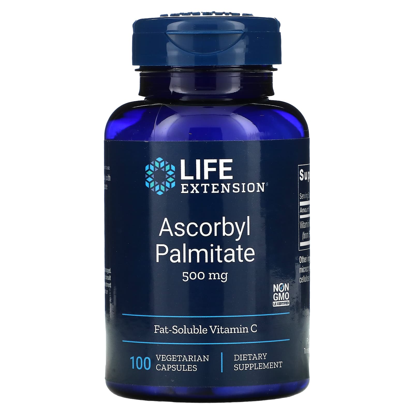 Life Extension, Ascorbyl Palmitate, 500 mg, 100 Vegetarian Capsules UPC 737870153313 | HiLife Vitamins