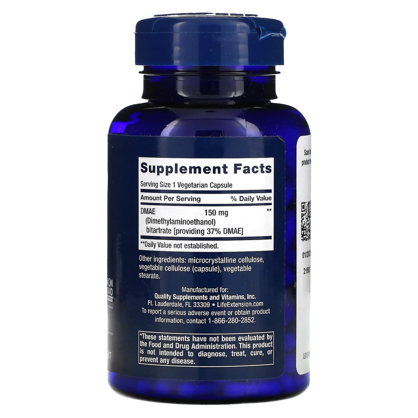 Life Extension, DMAE Bitartrate, 150 mg, 200 Capsules UPC 737870154020 | HiLife Vitamins