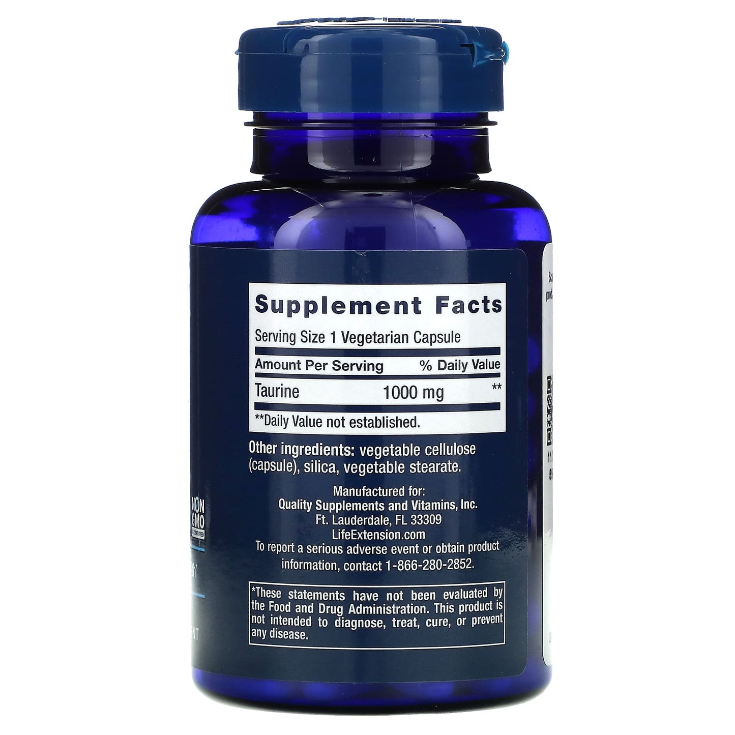 Life Extension, Taurine, 1,000 mg, 90 Vegetarian Capsules UPC 737870182795 | HiLife Vitamins