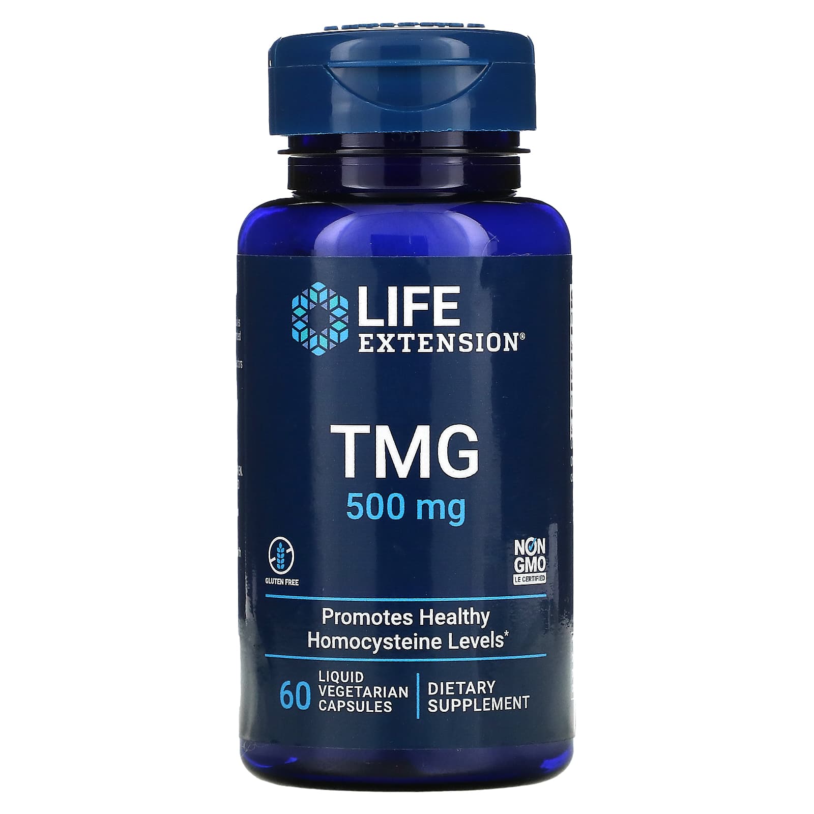 Life Extension, TMG, 500 mg, 60 Vegetarian Capsules UPC 737870185963 | HiLife Vitamins