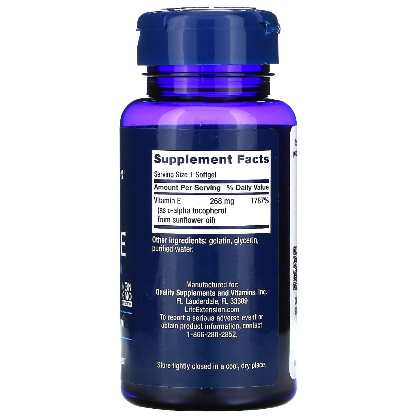 Life Extension, Super Vitamin E, 268 mg (400, 90 Softgels UPC 737870186397 | HiLife Vitamins