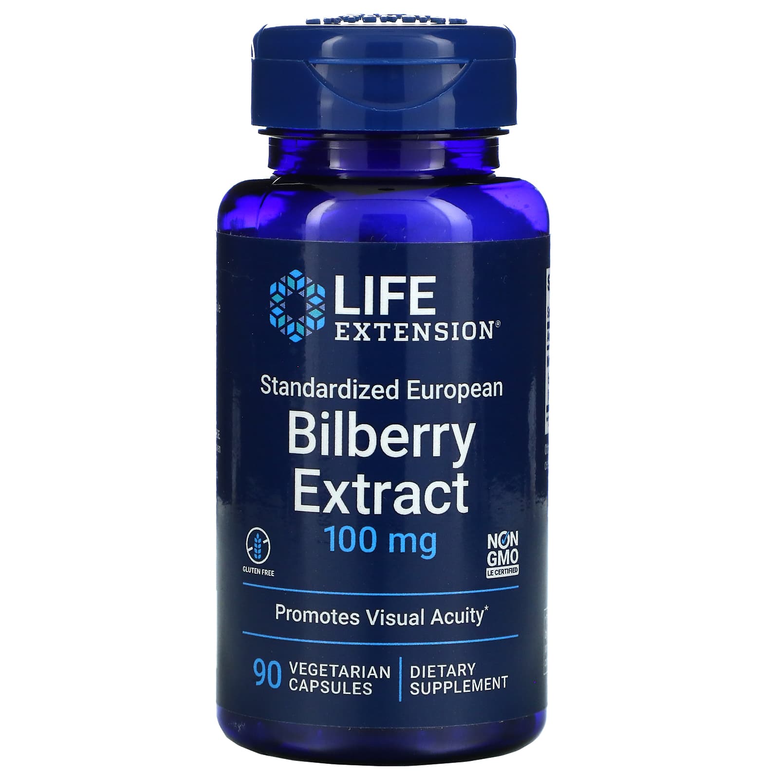 Life Extension, Standardized European Bilberry Extract, 100 mg, 90 Vegetarian Capsules UPC 737870187394 | HiLife Vitamins