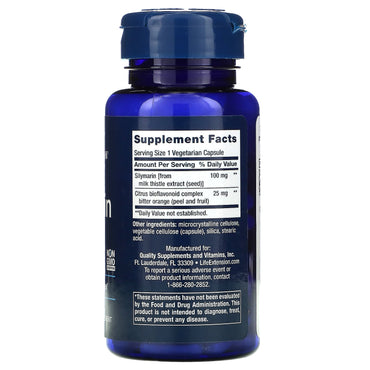 Life Extension, Silymarin, 100 mg, 90 Capsules UPC 737870188490 | HiLife Vitamins